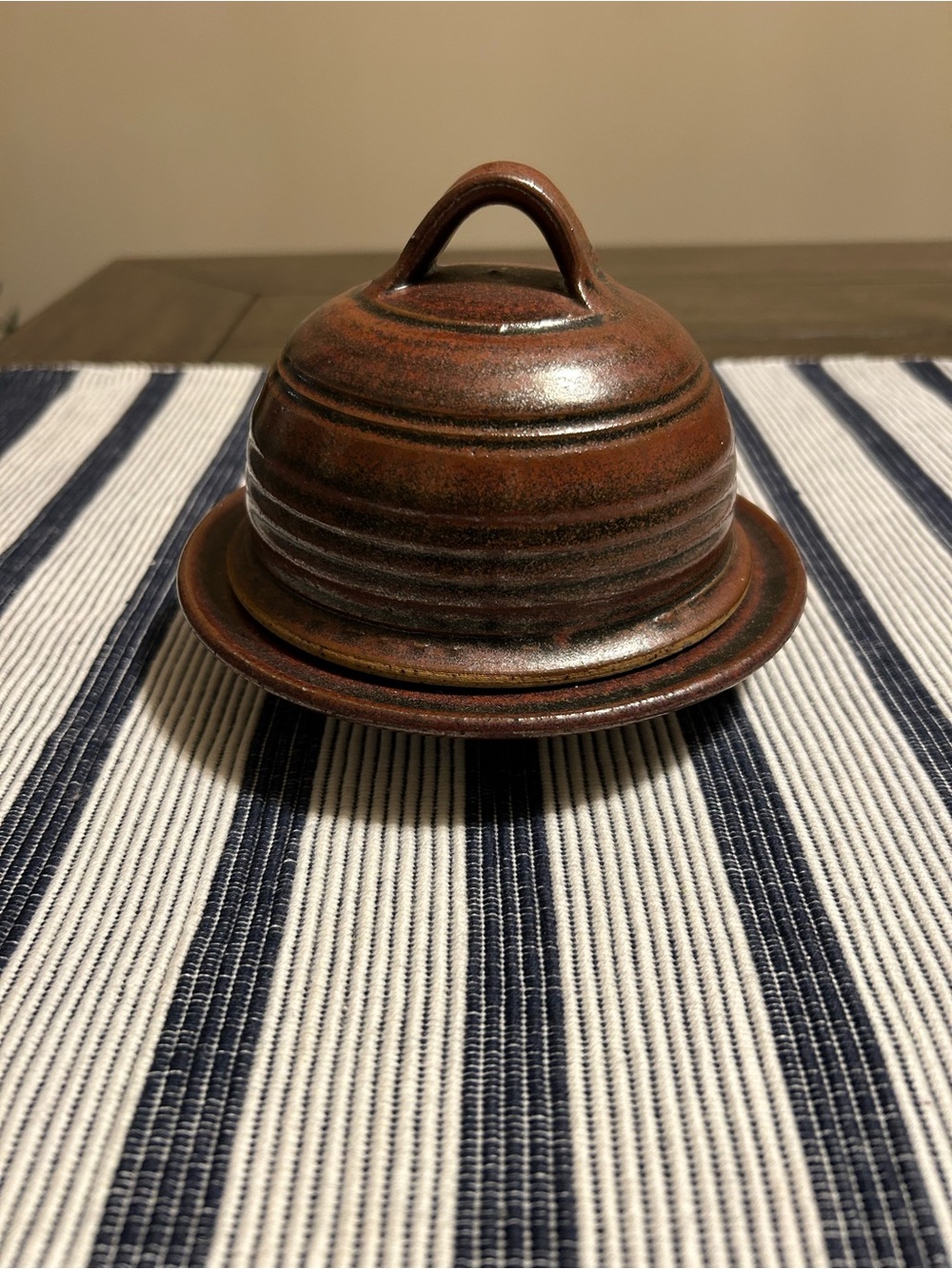 Rustic Brown Pottery Butter Dish